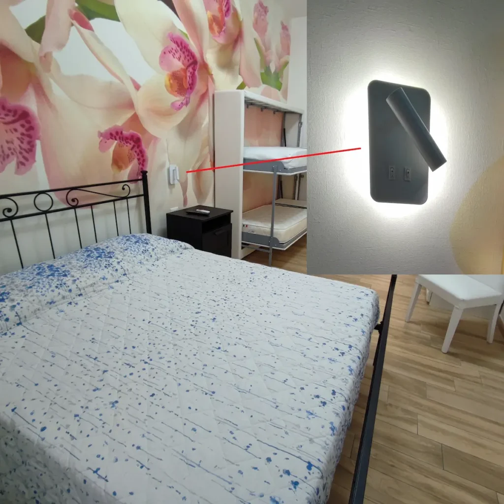 camera 2 orchidea particolare della abat jour con luce di lettura e luce diffusa