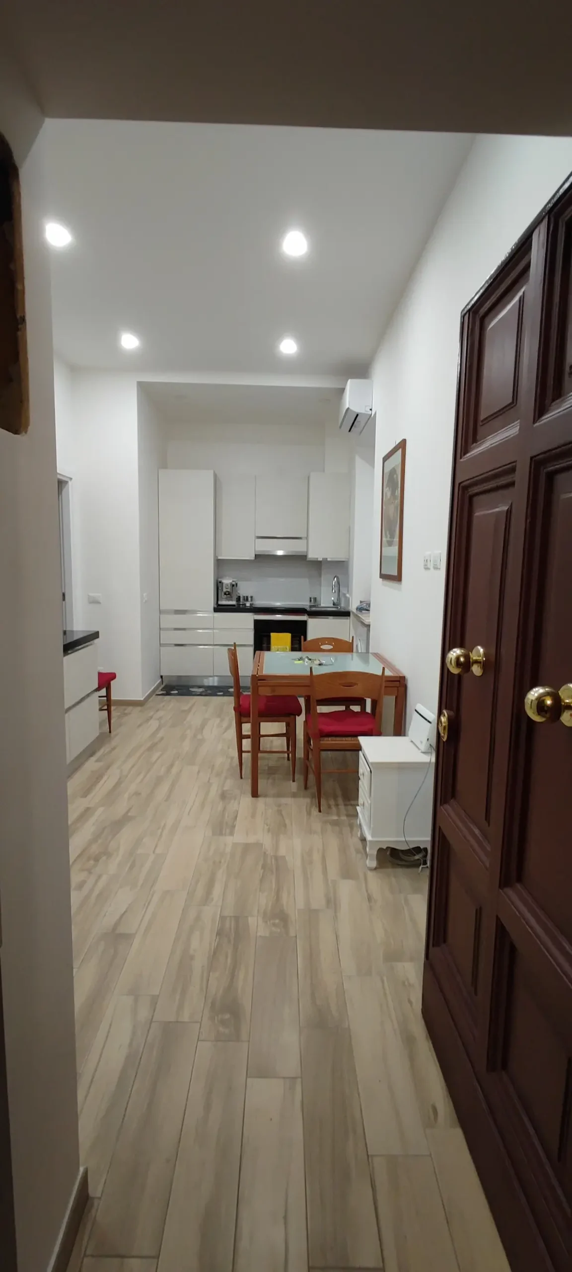area comune vista dalla porta di ingresso con cucina completa